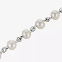 Cultured Freshwater Pearl & Brilliance Bead Sterling Silver Bracelet