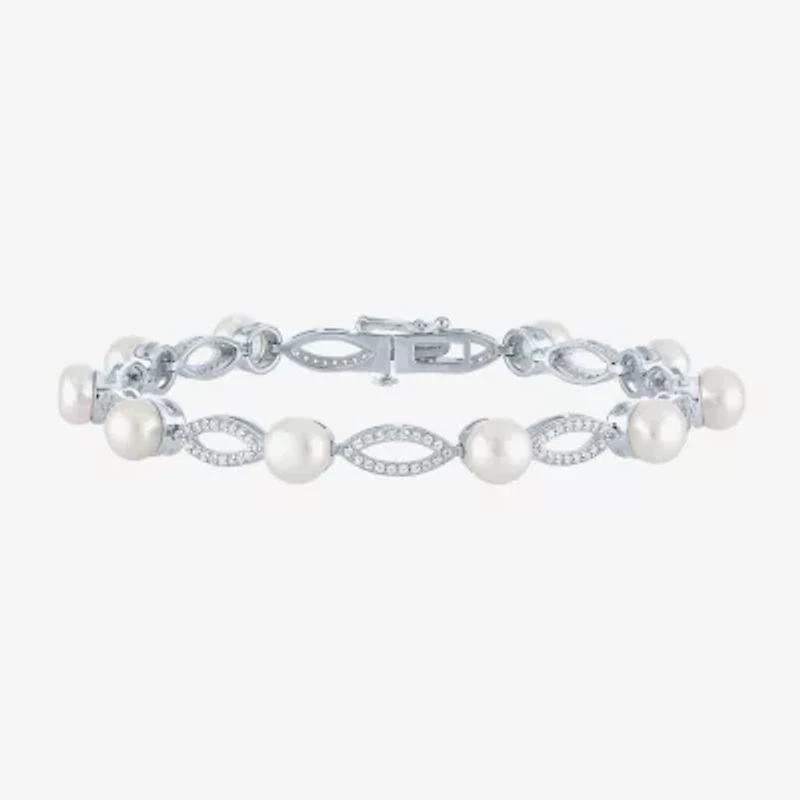 Gemstone Sterling Silver Oval Tennis Bracelet