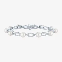 Gemstone Sterling Silver Oval Tennis Bracelet