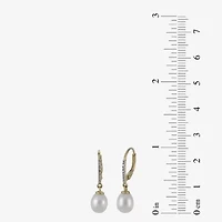 Womens White Cultured Freshwater Pearl 14K Gold Over Silver Drop Earrings
