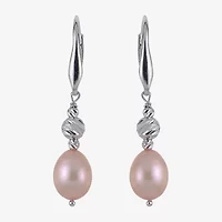 Womens Dyed Pink Cultured Freshwater Pearl Sterling Silver Drop Earrings