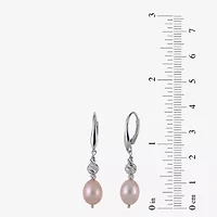 Womens Dyed Pink Cultured Freshwater Pearl Sterling Silver Drop Earrings