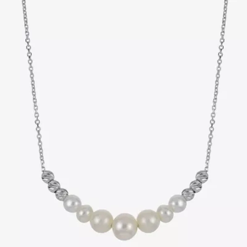 Womens White Sterling Silver 18 Inch Collar Necklace