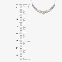 Womens White Sterling Silver 18 Inch Collar Necklace