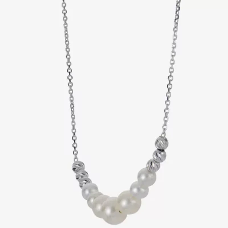 Womens White Sterling Silver 18 Inch Collar Necklace