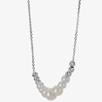 Womens White Sterling Silver 18 Inch Collar Necklace