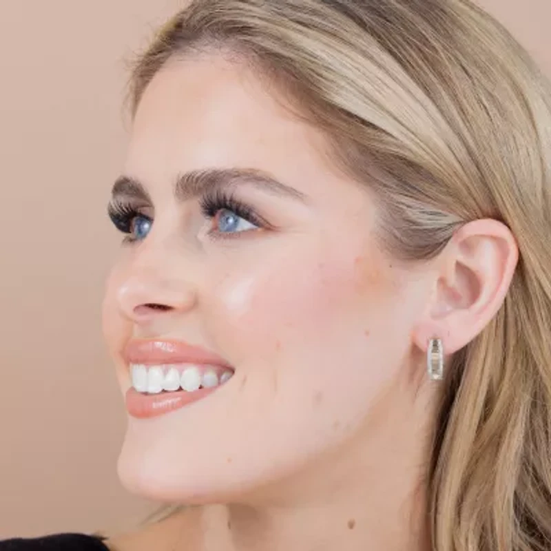 (H-I / I1) Womens 1/2 CT. T.W. Lab Grown White Diamond 10K Gold 18.1mm Hoop Earrings