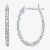 (H-I / I1) 1/2 CT. T.W. Lab Grown White Diamond 10K or 14K White or Yellow Gold 20.7mm Hoop Earrings