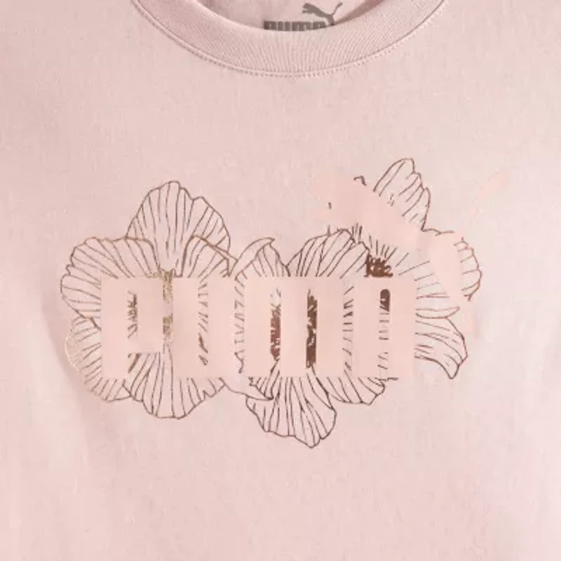 PUMA Big Kid Girls Crew Neck Short Sleeve Boxy Fit Graphic T-Shirt