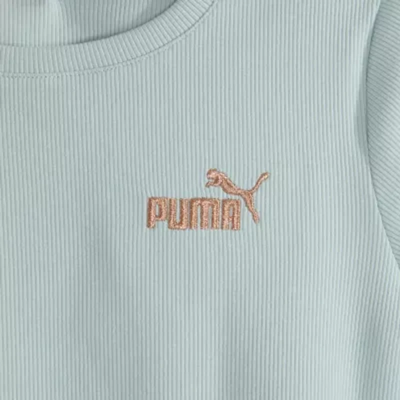 PUMA Rib Big Kid Girls Crew Neck Short Sleeve Embroidered Active T-Shirt