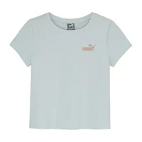 PUMA Rib Big Kid Girls Crew Neck Short Sleeve Embroidered Active T-Shirt