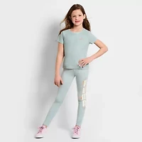 PUMA Rib Big Kid Girls Crew Neck Short Sleeve Embroidered Active T-Shirt