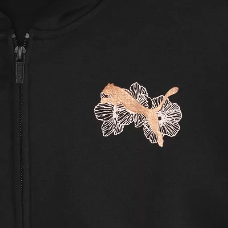 PUMA Big Kid Girls Long Sleeve Fleece Zipper Active Hoodie