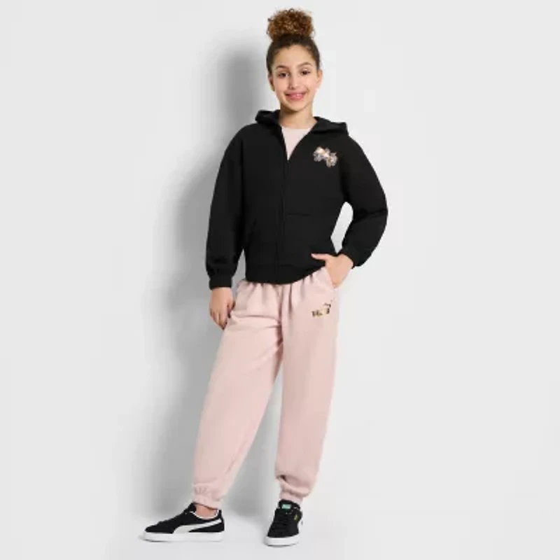 PUMA Big Kid Girls Long Sleeve Fleece Zipper Active Hoodie