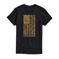 Mens Short Sleeve Camo American Flag Graphic T-Shirt
