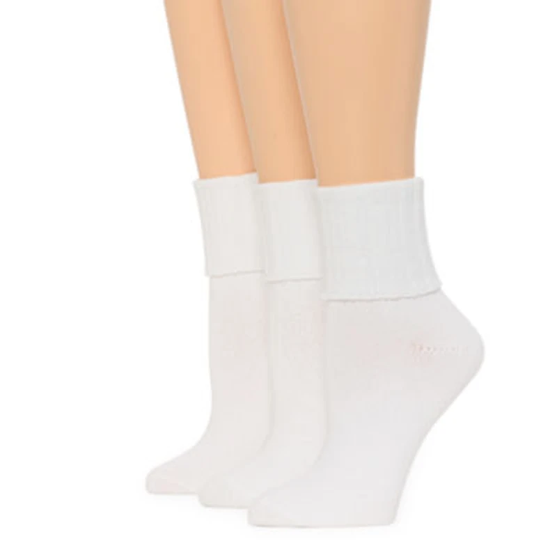Mixit Essentials Thick Rib Womens 3 Pair Turncuff Socks