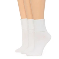 Mixit Essentials Thick Rib Womens 3 Pair Turncuff Socks