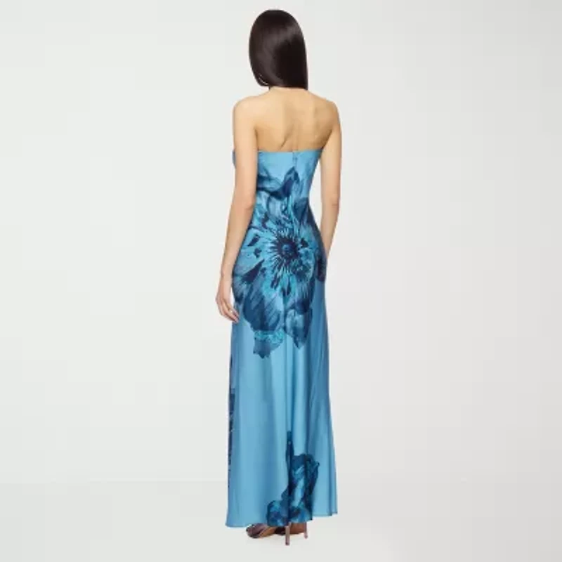Premier Amour Satin Womens Sleeveless Floral Maxi Dress