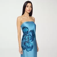 Premier Amour Satin Womens Sleeveless Floral Maxi Dress
