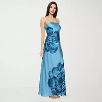 Premier Amour Satin Womens Sleeveless Floral Maxi Dress
