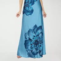 Premier Amour Satin Womens Sleeveless Floral Maxi Dress