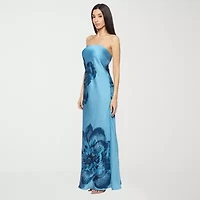 Premier Amour Satin Womens Sleeveless Floral Maxi Dress