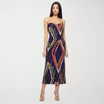 Premier Amour Womens Sleeveless Midi Sheath Dress