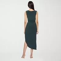 Premier Amour Womens Sleeveless High-Low Sheath Dress