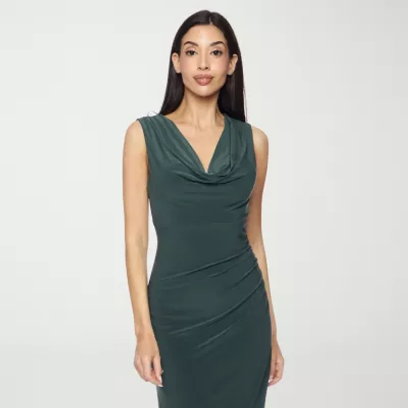 Premier Amour Womens Sleeveless High-Low Sheath Dress