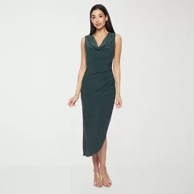 Premier Amour Womens Sleeveless High-Low Sheath Dress