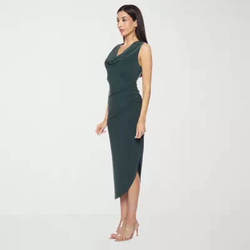 Premier Amour Womens Sleeveless High-Low Sheath Dress