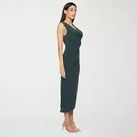 Premier Amour Womens Sleeveless High-Low Sheath Dress