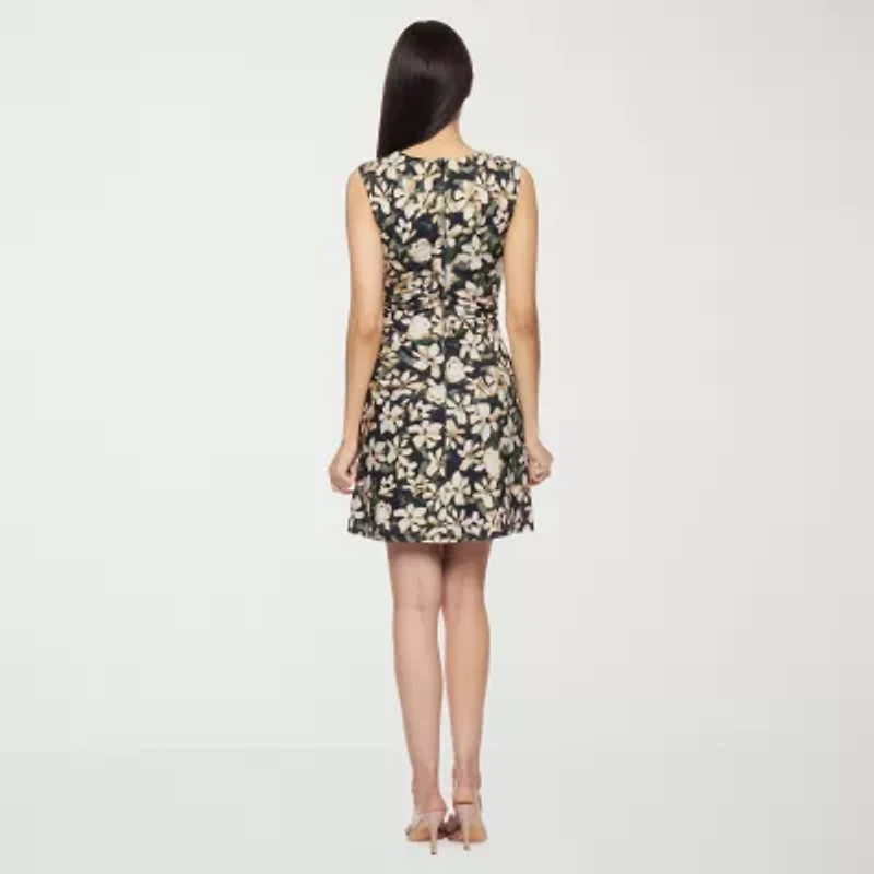 Premier Amour Womens Sleeveless Floral Sheath Dress