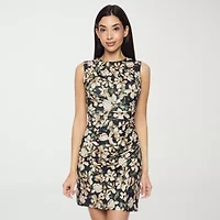 Premier Amour Womens Sleeveless Floral Sheath Dress