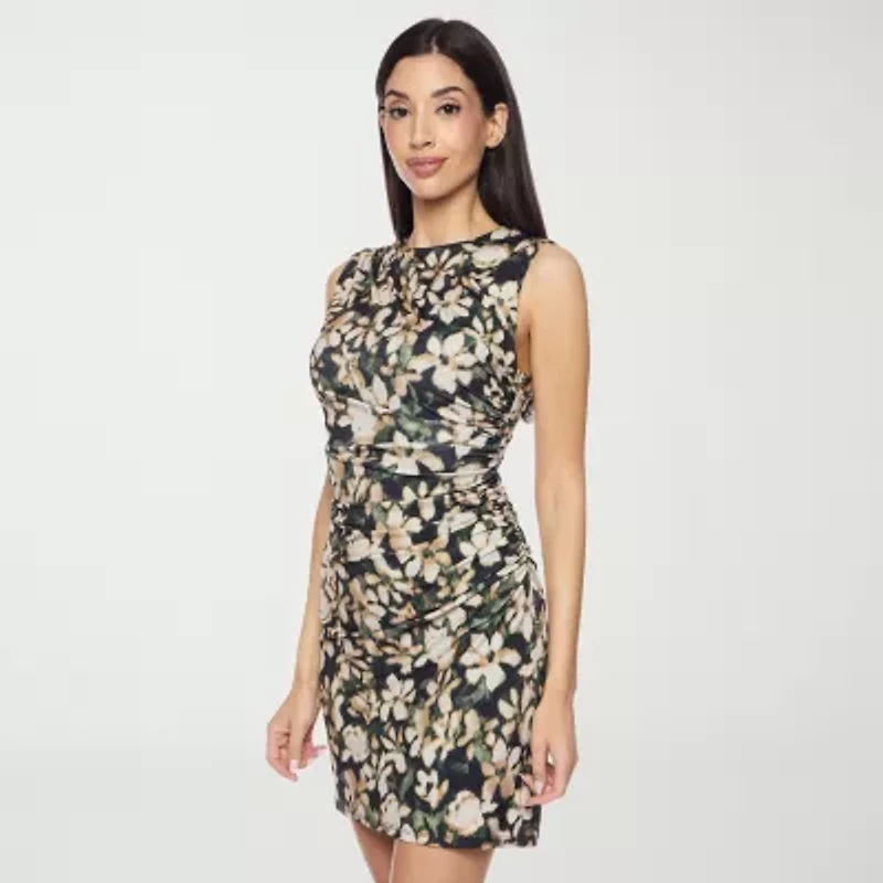 Premier Amour Womens Sleeveless Floral Sheath Dress