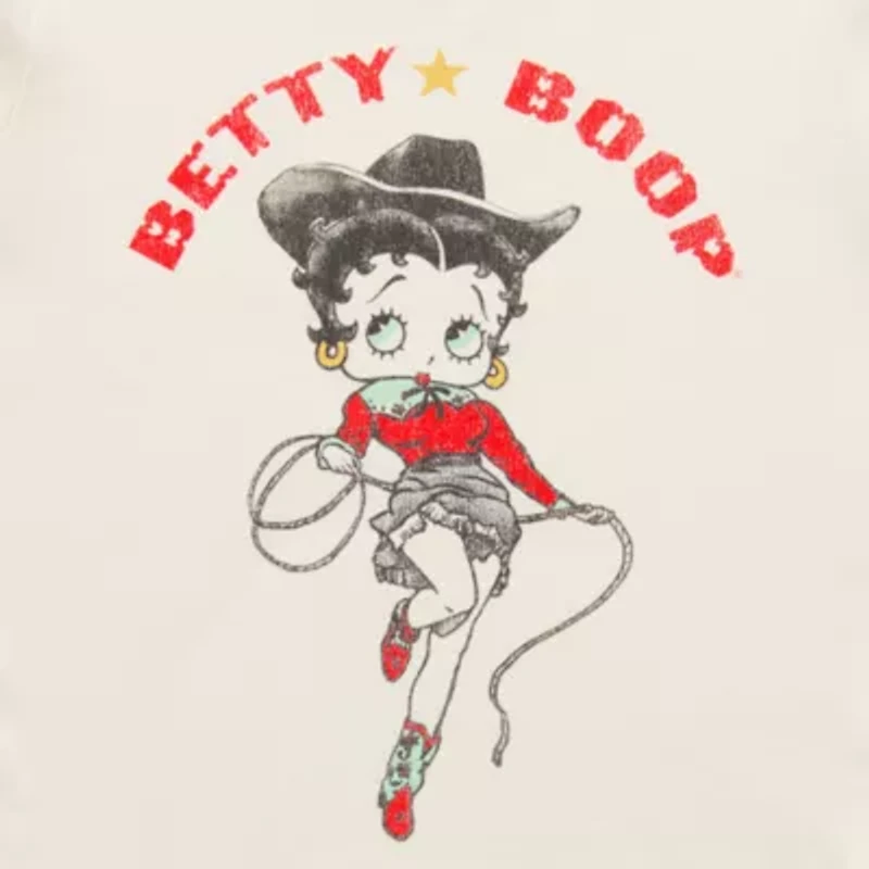 New World Womens Crew Neck Short Sleeve Betty Boop Juniors Graphic T-Shirt