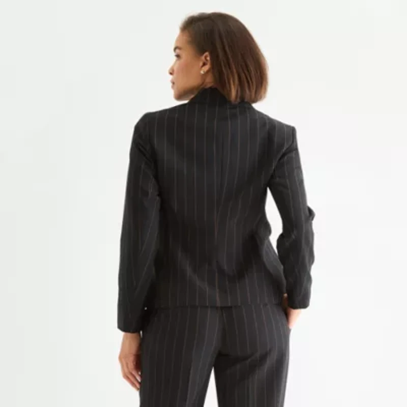 Black Label by Evan-Picone Striped Womens Classic Fit Suit Jacket