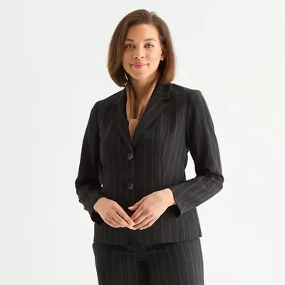 Black Label by Evan-Picone Striped Womens Classic Fit Suit Jacket