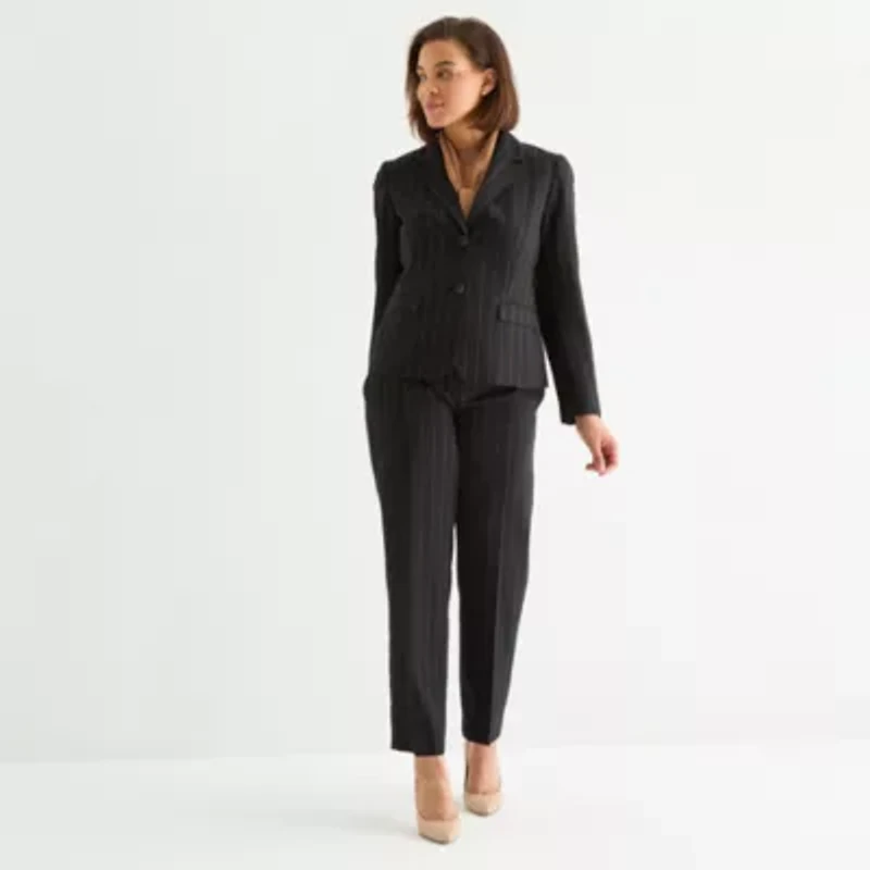 Black Label by Evan-Picone Striped Womens Classic Fit Suit Jacket