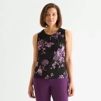 Black Label by Evan-Picone Womens Keyhole Neck Sleeveless Blouse
