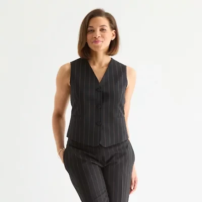 Black Label by Evan-Picone Womens Striped Classic Fit Suit Vest