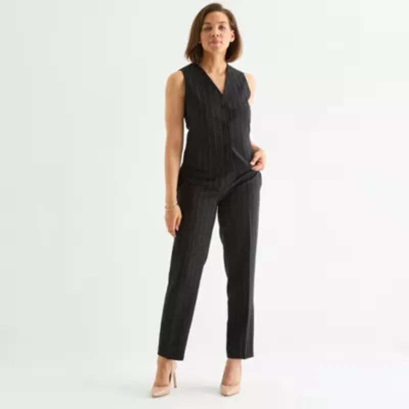 Black Label by Evan-Picone Womens Striped Classic Fit Suit Vest