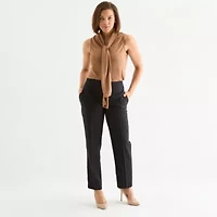 Black Label by Evan-Picone Womens Split Tie Neck Sleeveless Blouse