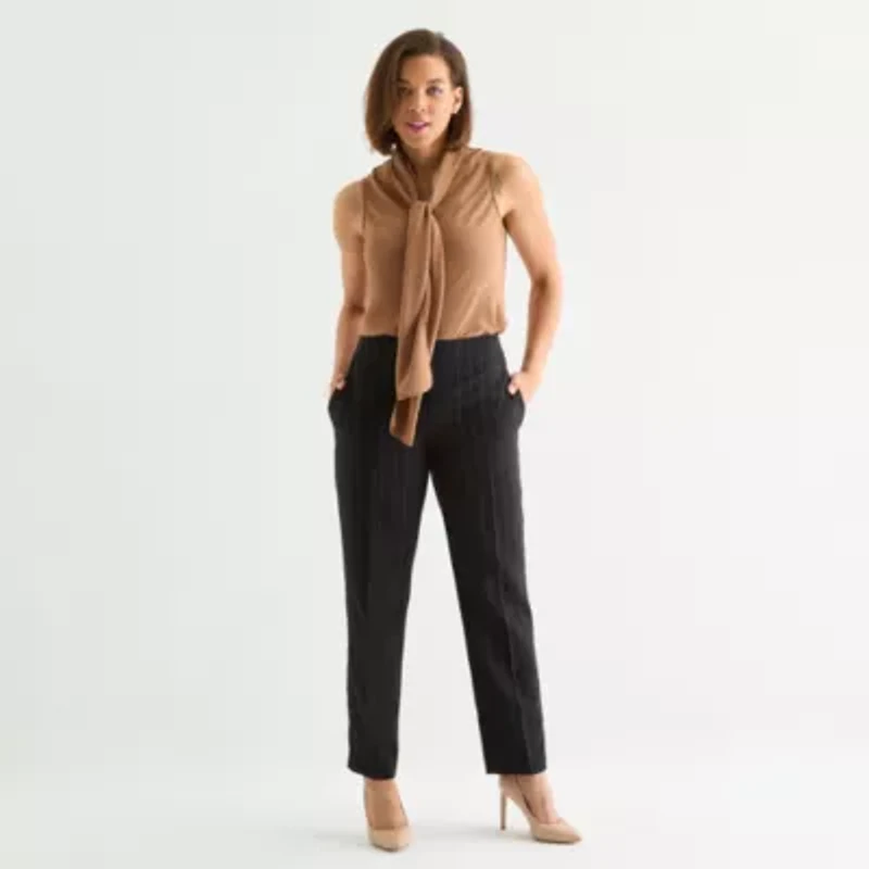 Black Label by Evan-Picone Striped Womens Classic Fit Straight Suit Pant