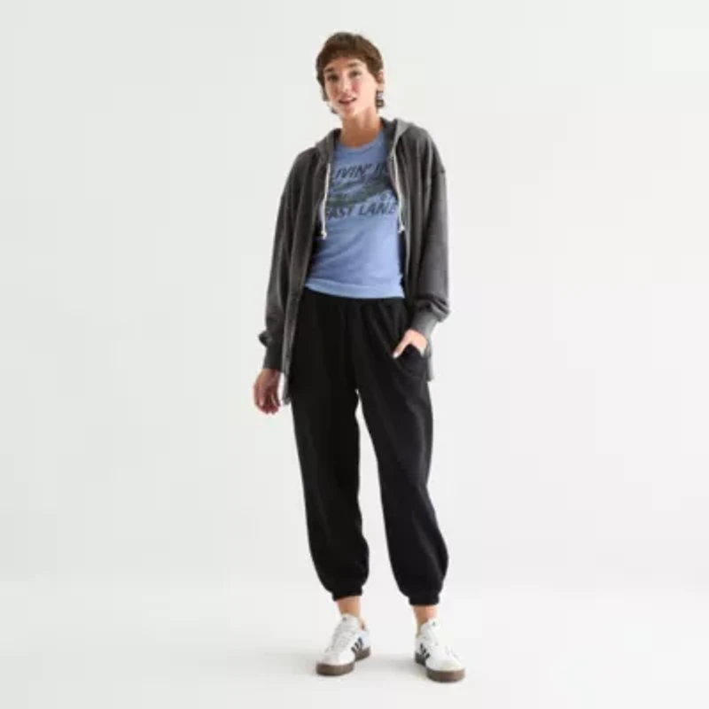 Arizona Womens Cinched Regular Fit Juniors Fleece Jogger Pant