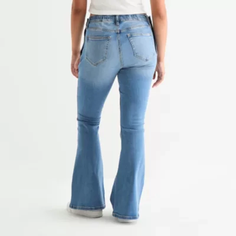 Arizona - Juniors Y2k Adaptive Womens Low Rise Flare Leg Seated Wear Jean