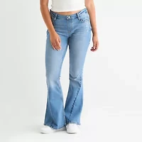 Arizona - Juniors Y2k Adaptive Womens Low Rise Flare Leg Seated Wear Jean