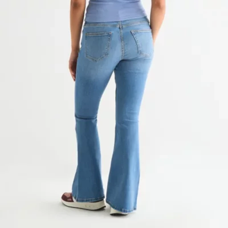 Arizona - Juniors Extreme Low Rise Clean Adaptive Womens Flare Leg Easy-on + Easy-off Jean