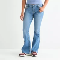 Arizona - Juniors Extreme Low Rise Clean Adaptive Womens Flare Leg Easy-on + Easy-off Jean