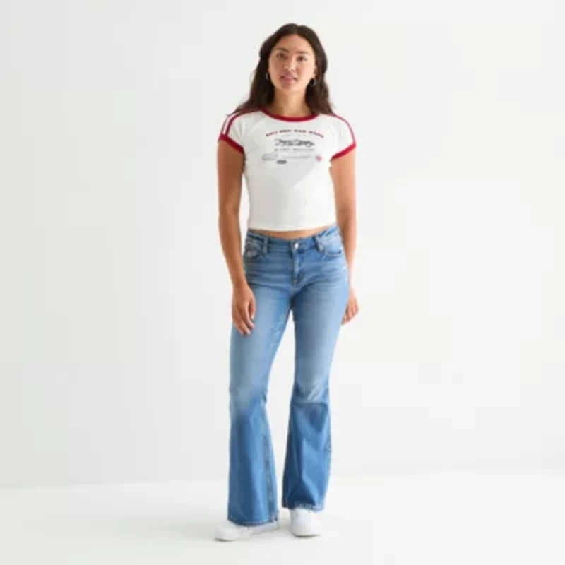 Arizona Womens Juniors Low Rise Flare Leg Jean